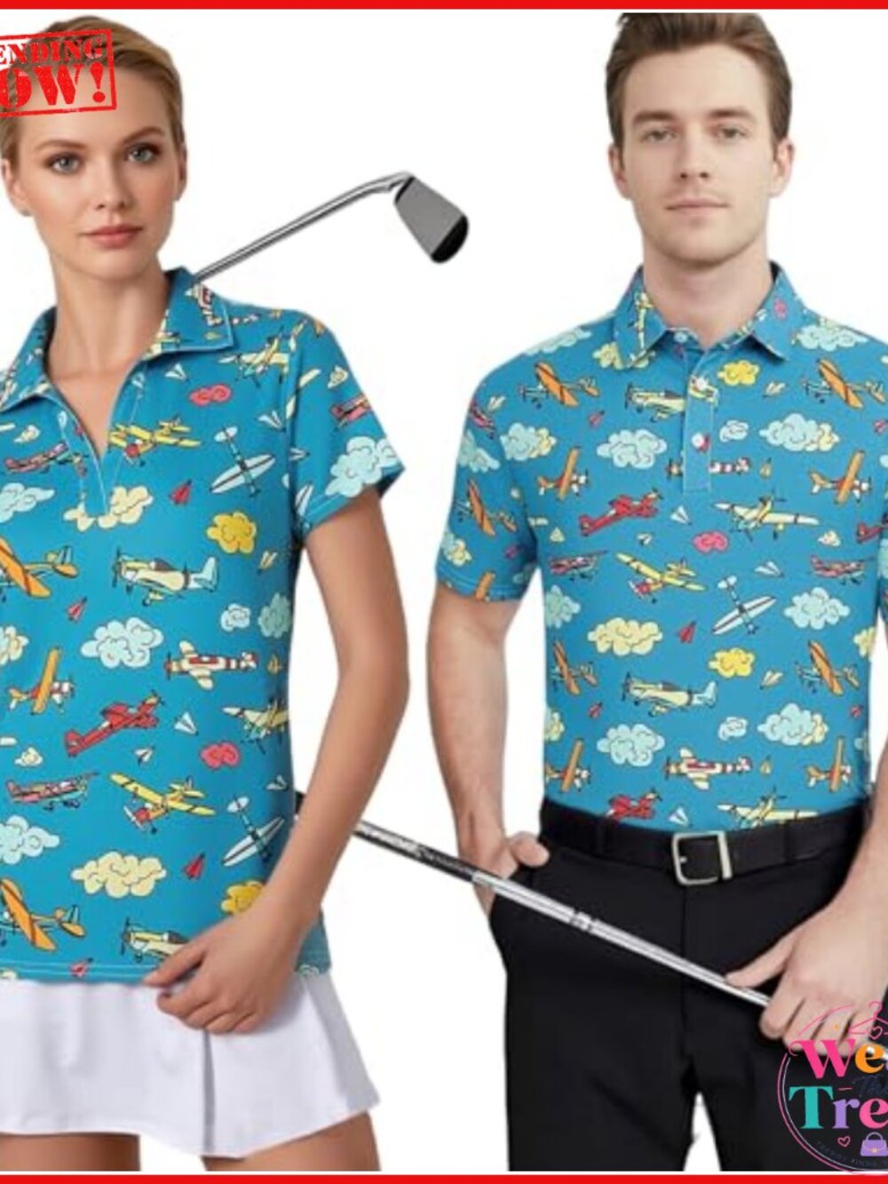 Couples Matching Golf Polo Shirts Funny Short Sleeve Crew Neck Stretchable